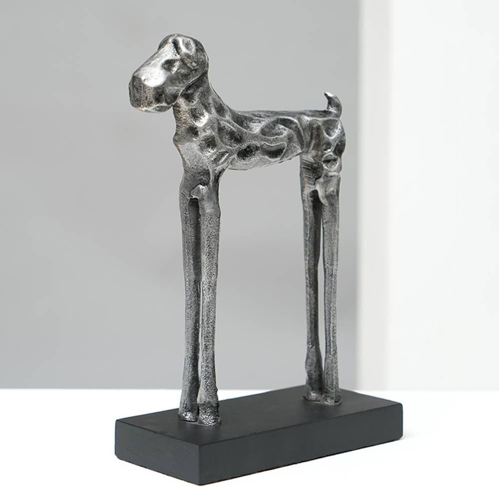 Tall Dog Figurine – Modern Aluminum Sculpture-5X2.4X8"