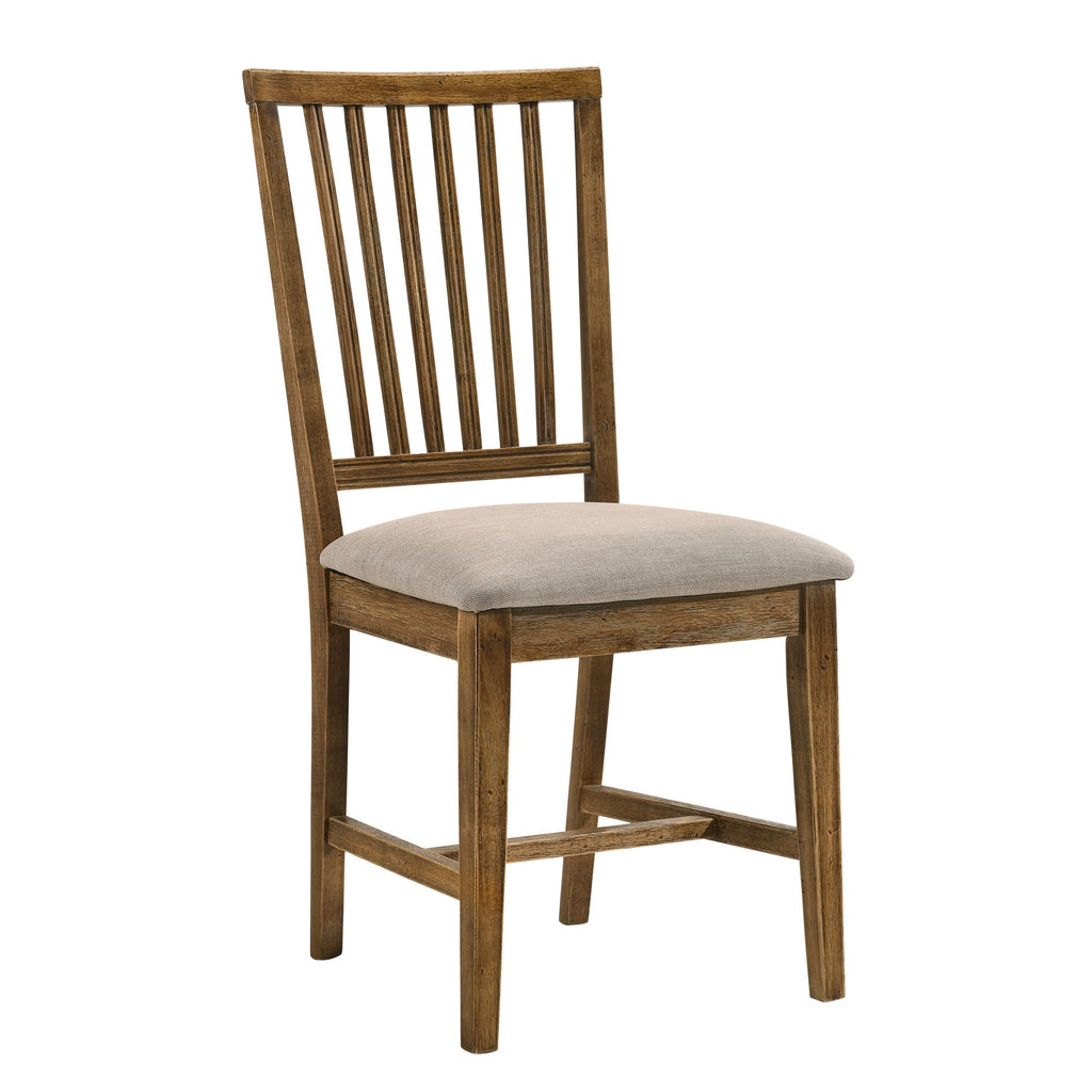 Tan and Weathered Oak Slat Back Side Chairs (Set of 2)