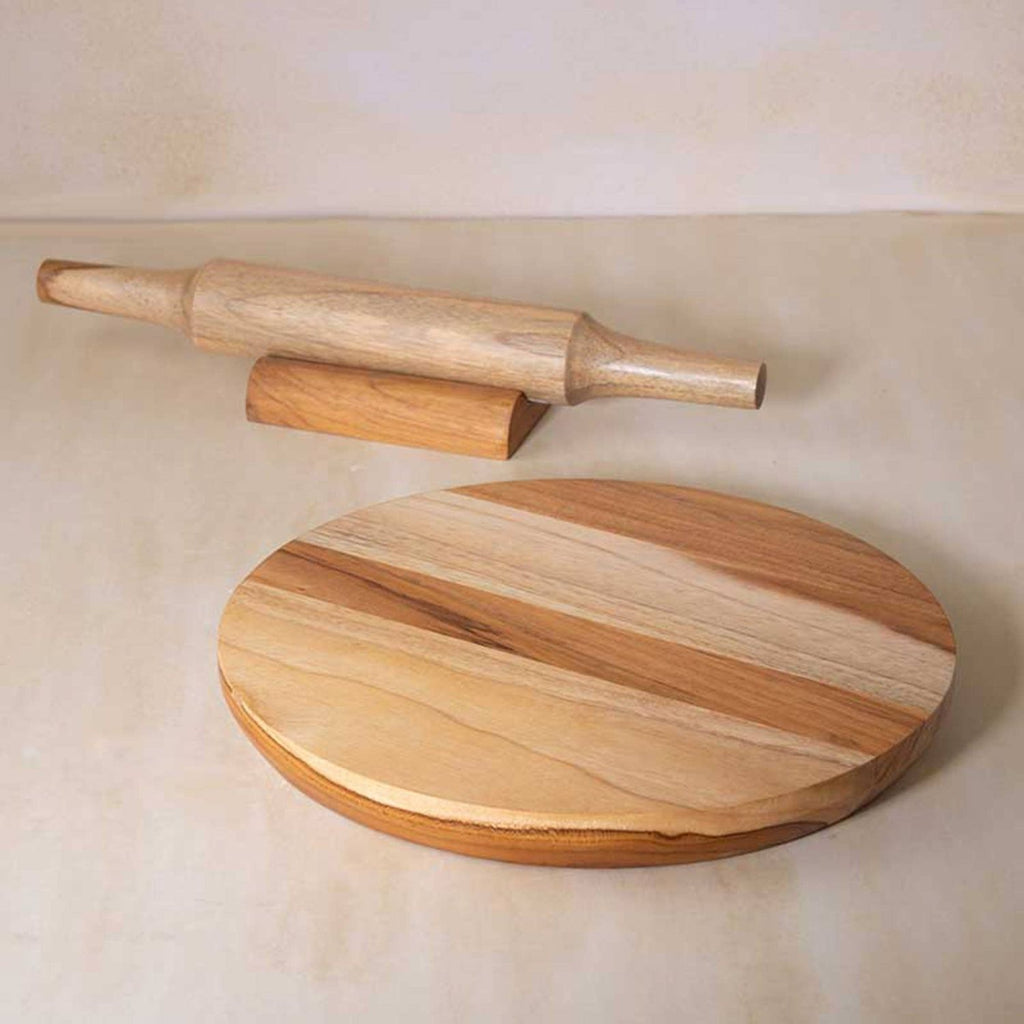 Teak Wood Chakla Belan with Stand Set