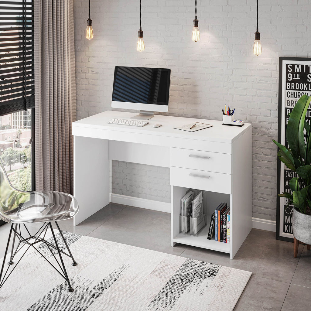 Techni Mobili Home Office Workstation with Storage, White