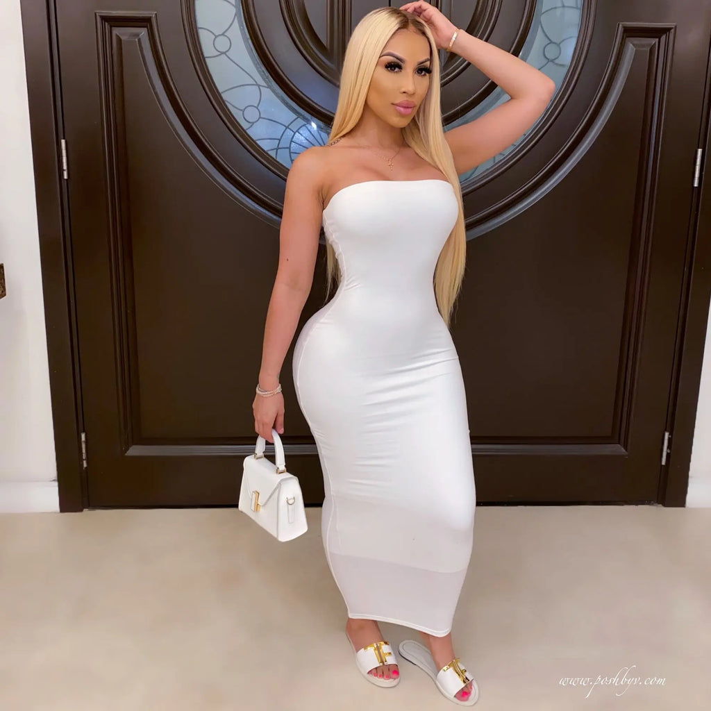 Summer Women’s Sexy Sleeveless Chest Wrapped Long Beach Dress for Stylish Beachwear and Vacation Comfort - NIICY