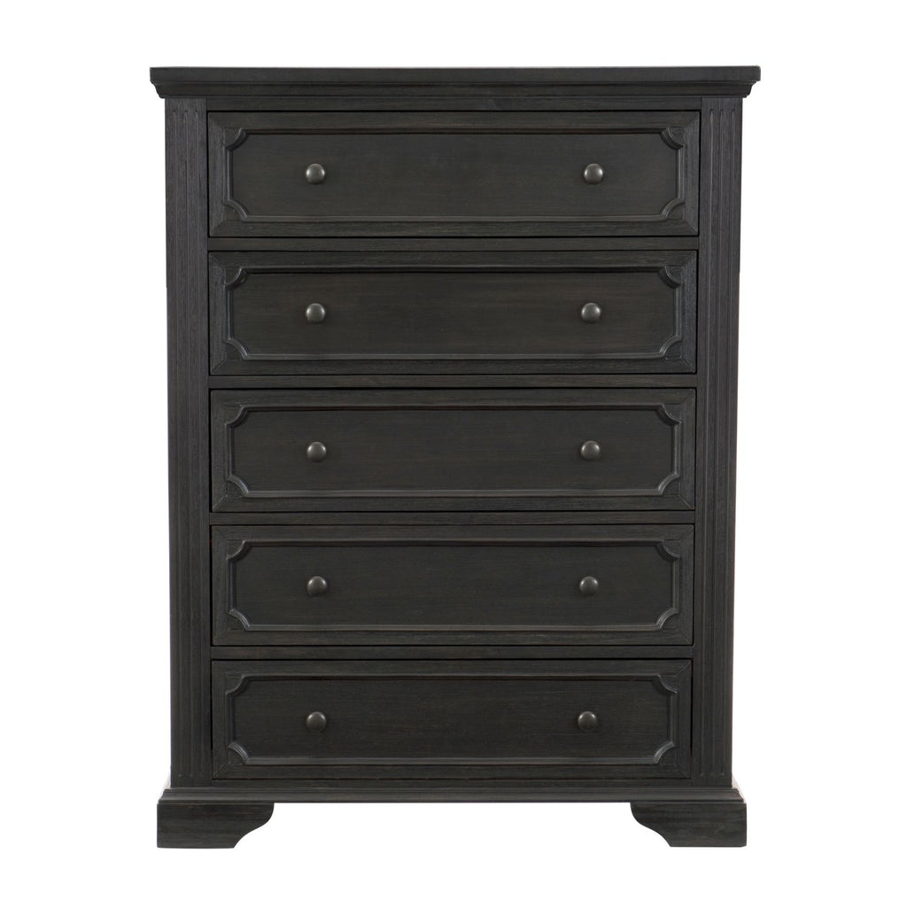 Traditional Design 5-Drawers Storage Chest 1pc Charcoal Finish Rustic Style Bedroom Furniture