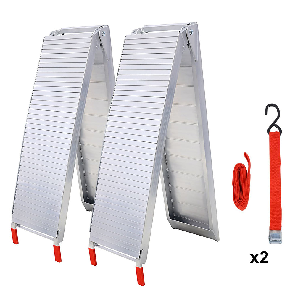 Truck Ramps, 80"x12" Portable Loading Ramps for Pickup Trucks 1500 LBS Capacity Aluminum Folding Ramps with Buckle for ATVs, Snowblower, Lawn Mowers, UTVs, Bike, 2PCS, SILVER