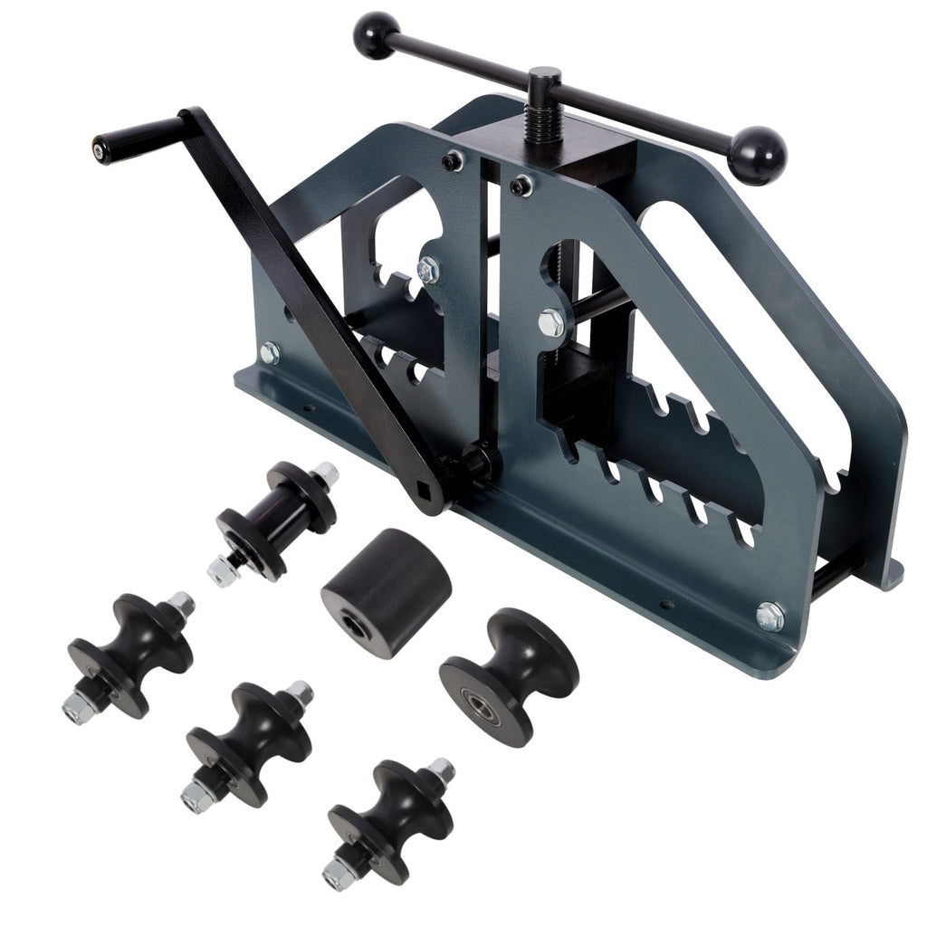 Tube Roller Bender with 6pcs Dies,Pipe Rolling Machine, Pipe Bending Tool for Square, Round Tube, Grey color