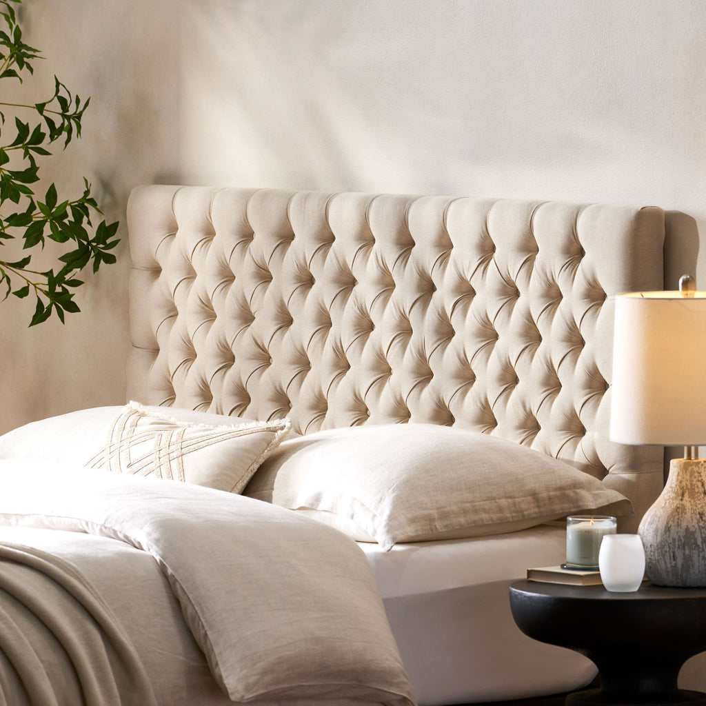 Tufted Upholstered Queen Size Bed Headboard in Modern Button Design, Adjustable Solid Wood Head Board, Solid Wood Head Board with Durable Metal Legs in Bedroom