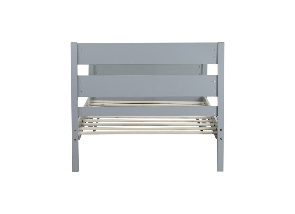 Twin Bed with Headboard and Footboard,Rubber Wood Bed,Grey