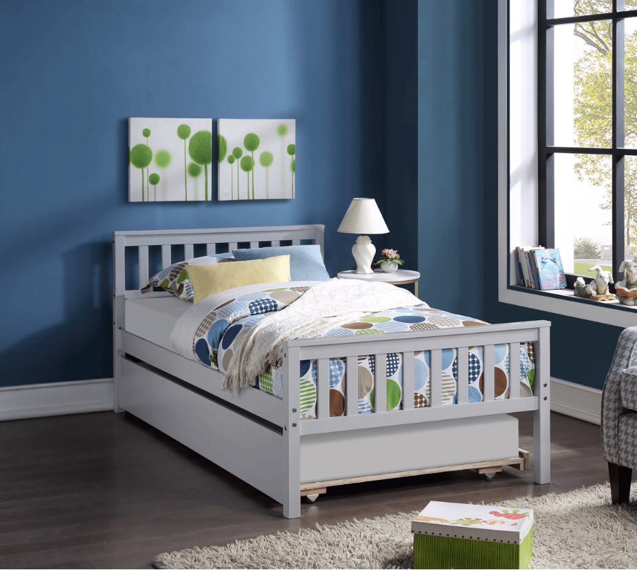 Twin Bed with Trundle; Grey