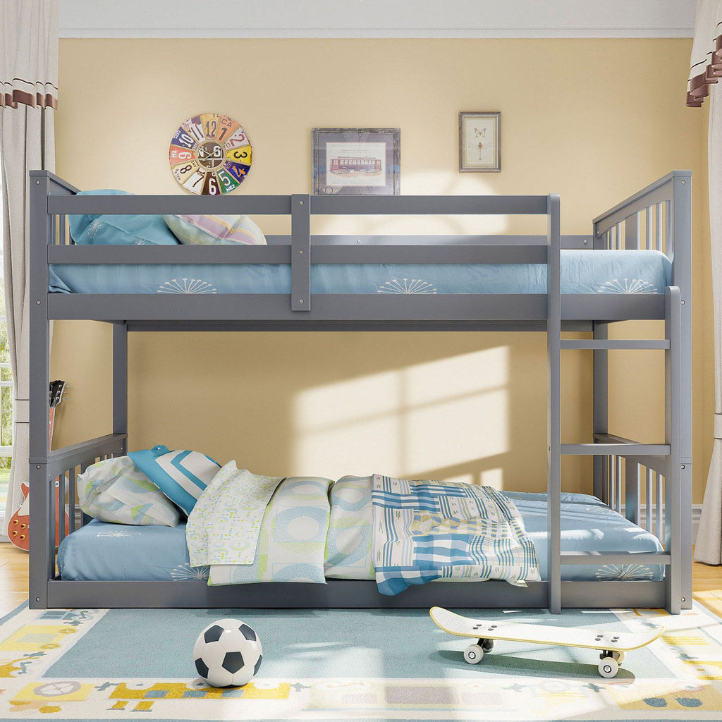 Twin Over Twin Bunk Bed with Ladder, Gray (Old SKU:LT000107AAE)