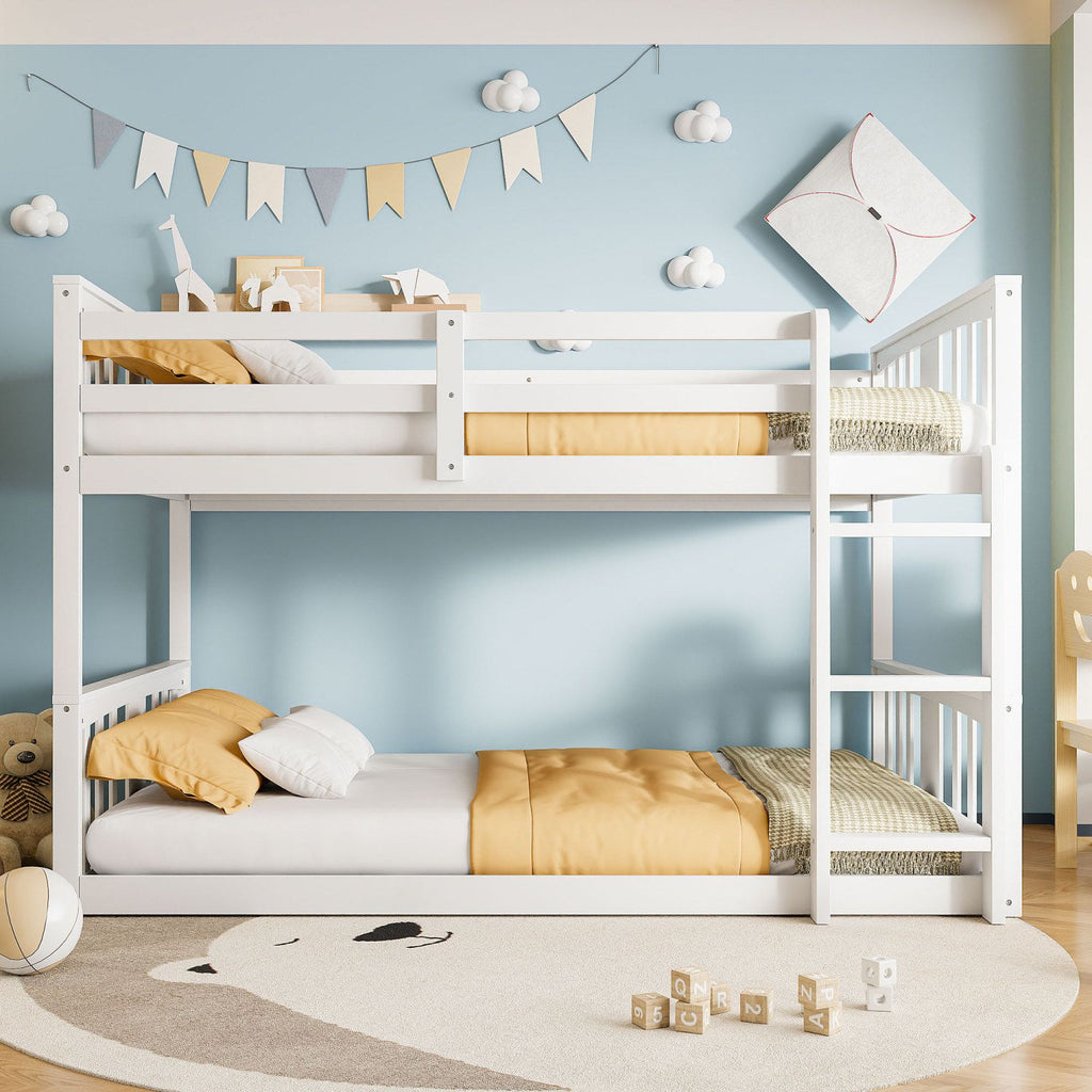 Twin Over Twin Bunk Bed with Ladder, White (Old SKU:LT000107AAK)