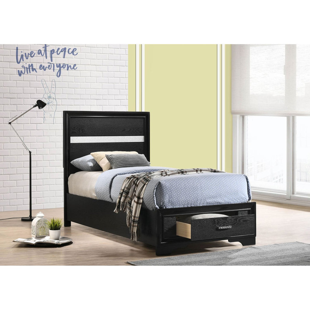Urbana Black Twin Storage Panel Bed