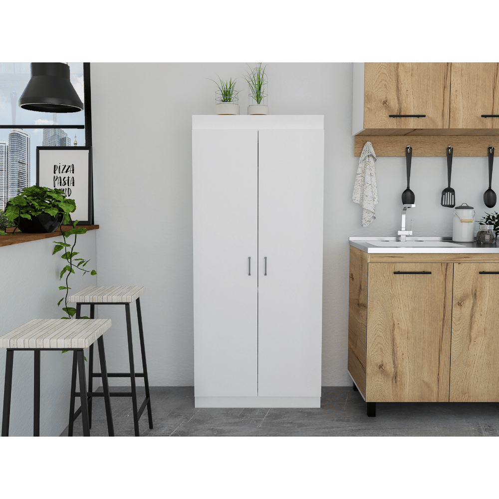 Varese Pantry Cabinet, Double Door,Five Shelves -White
