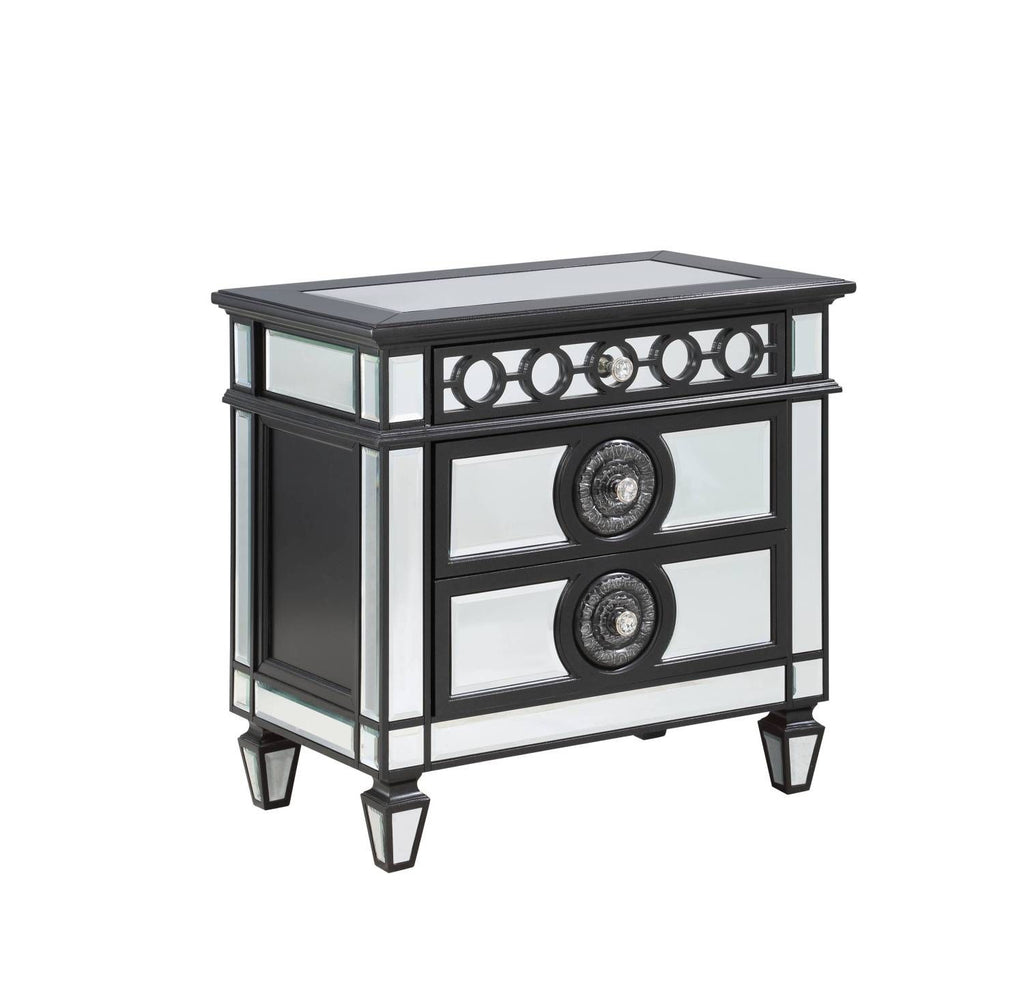 Varian II Mirrored, Black & Sliver Finish Nightstand