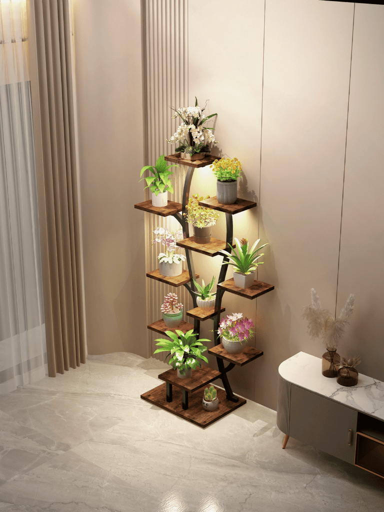 (Vase Shape) Plant Stand Indoor with Grow Lights, Indoor Plant Shelf, Metal Plant Flower Holder Stand, Vase Shape Plant Rack for Home, Patio,Plant Stand,Plant Stand Indoor