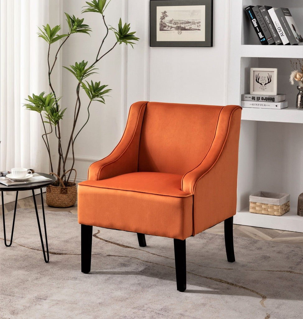 Versatile Upholstered Side Chair, Solid Wood Frame with Recessed Arms, Tapered Front Legs and Flared Back Legs, Foam & Sinuous Springs Cushioned Accent Chair for Entryway Bedroom Dining Room
