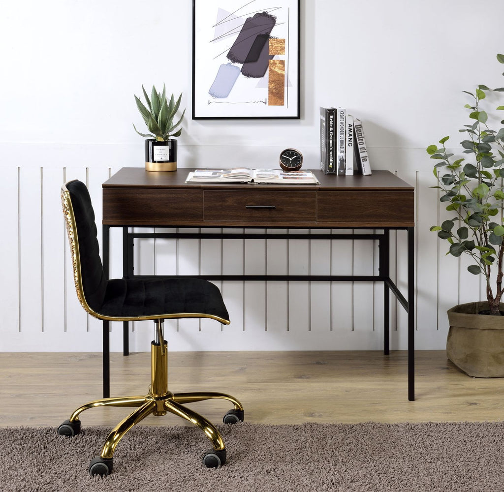 Verster Oak & Black Finish Writing Desk W/USB