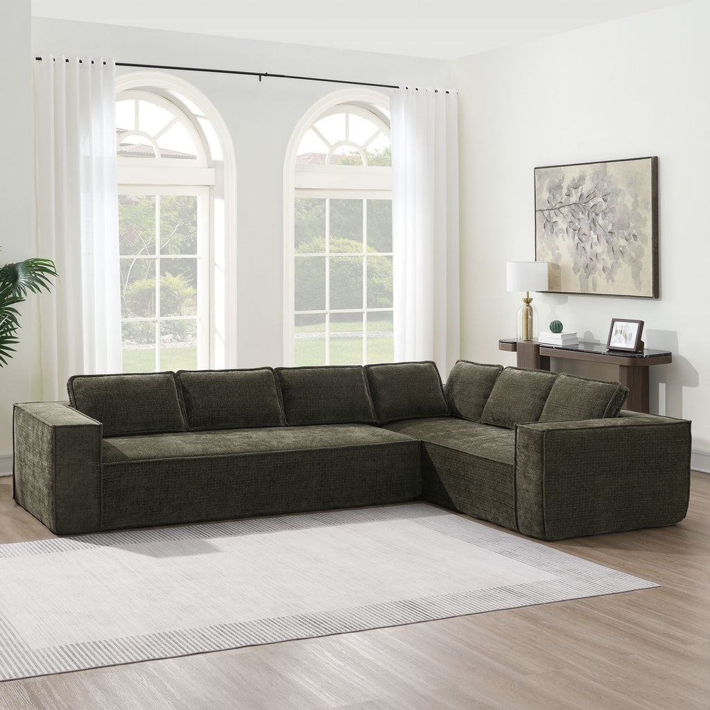 [VIDEO+New]129.5" Minimalist Style Modular Sectional Sofa,6 Seat Wrinkle-resistant Chenille Couch Set,2 PC Free Combination,Modern L-Shaped Cloud Sofa Set for Living Room,No Assembly Require,3 Colors