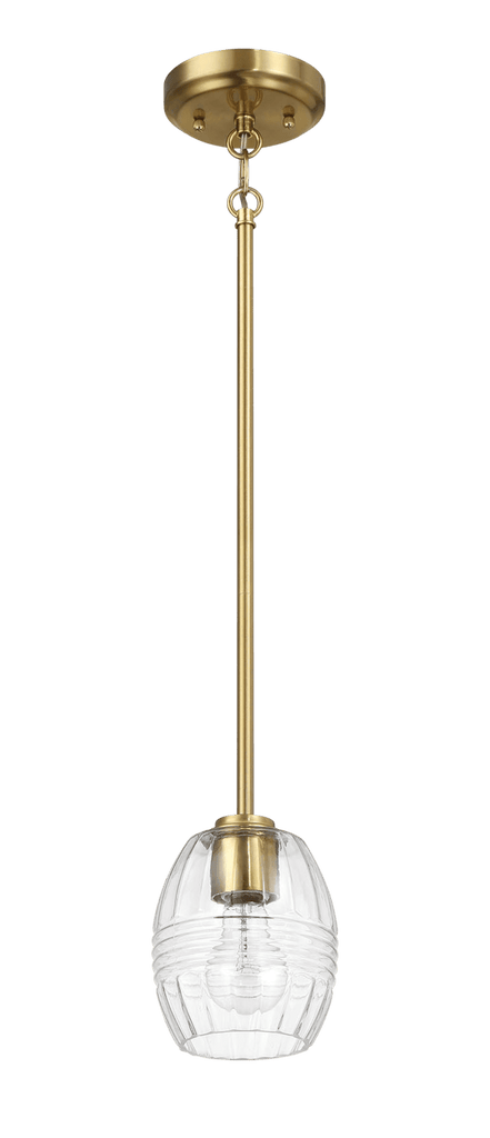 Vista Single Pendant Chain Hanging Light with Clear Glass - Satin Brass
