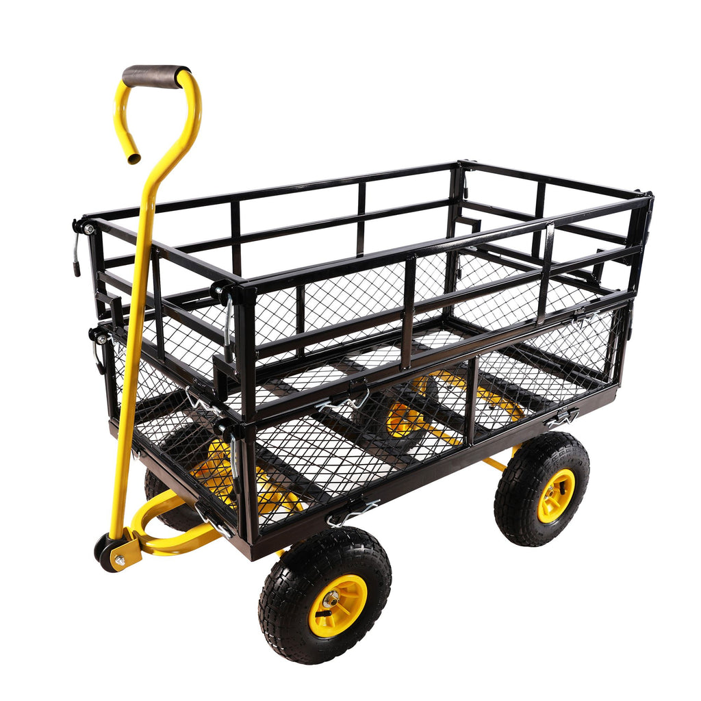 Wagon Cart Garden cart trucks make it easier to transport firewood Yellow+Black