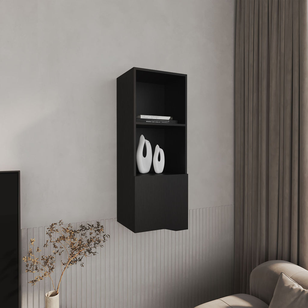 Wall Cabinet 43.3" H, with 1 Door and 3 Shelves, Black