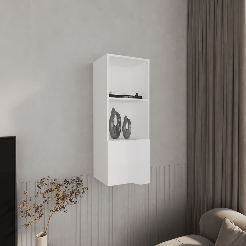 Wall Cabinet 43.3" H, with 1 Door and 3 Shelves, White