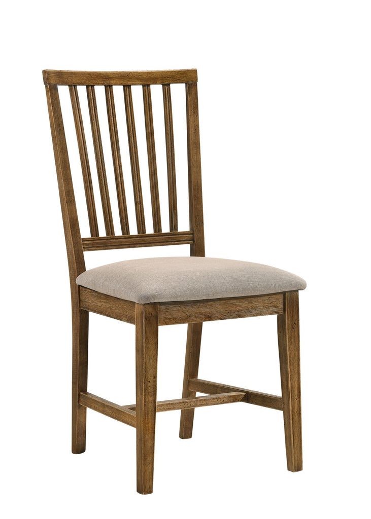 Wallace II Tan Linen & Weathered Oak Finish Side Chair (Set of 2)