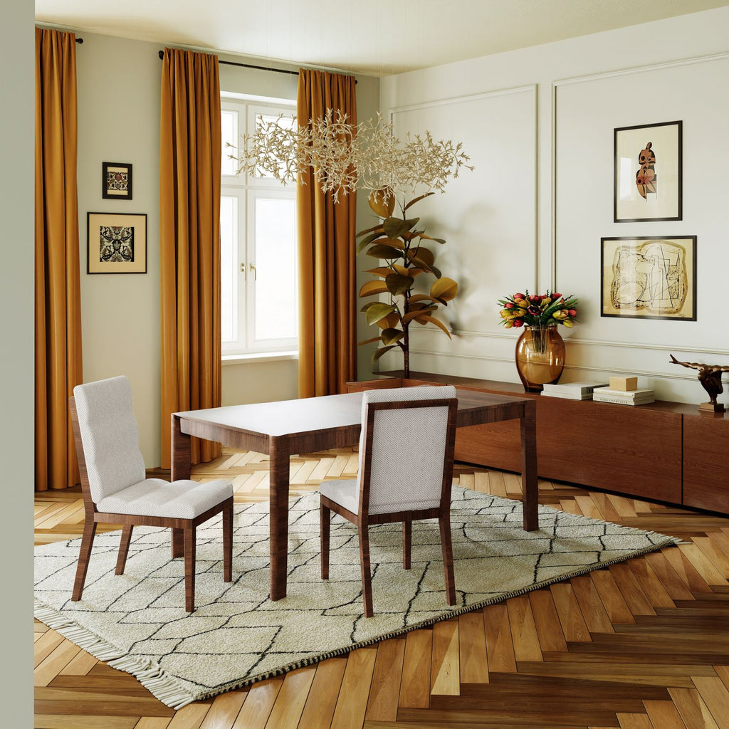 Walnut & Tufted Upholstery Modern Dining Chairs Set of 2 – Stylish Comfort for Every Space