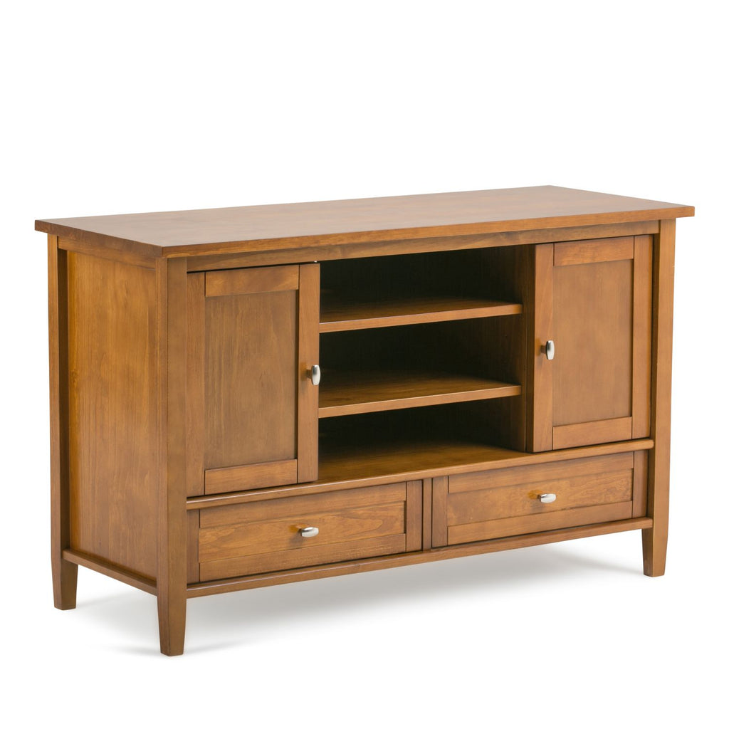 Warm Shaker 47 inch Wide Solid Wood TV Stand in Light Golden Brown For TVs up to 50 inches