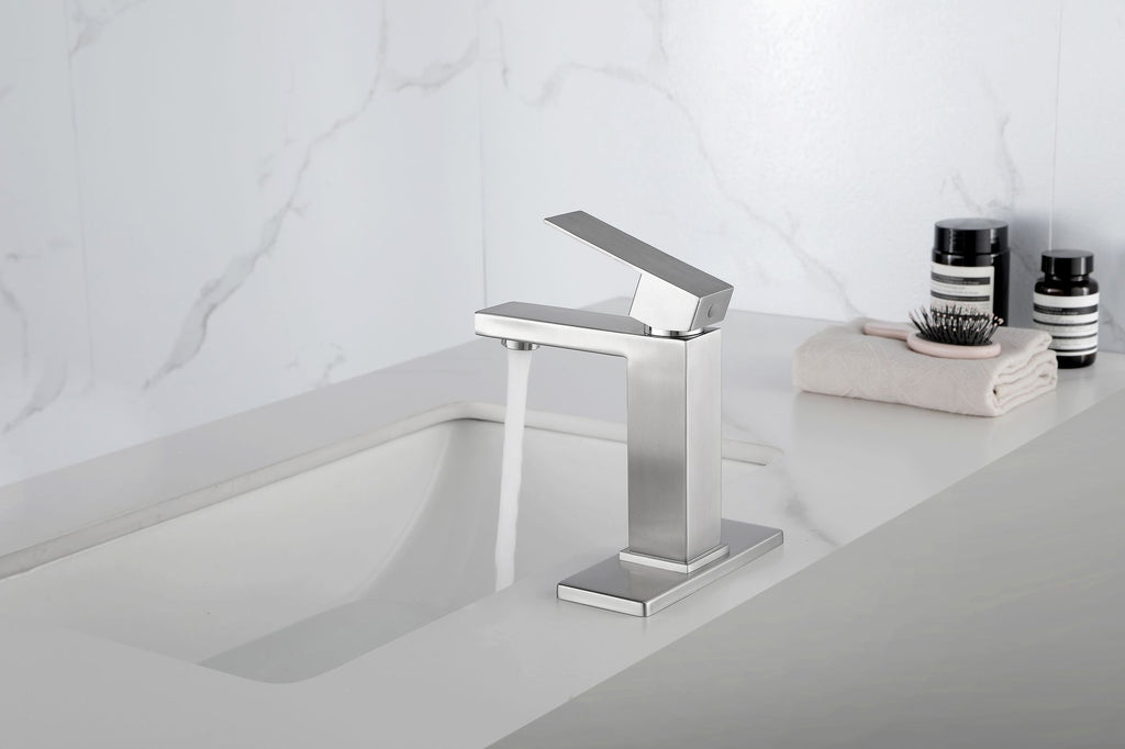 Waterfall Spout Bathroom Faucet,Single Handle Bathroom Vanity Sink Faucet white