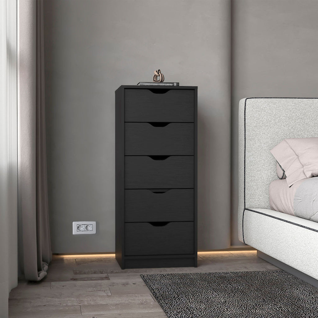 Wenge 5 Narrow Drawer Dresser