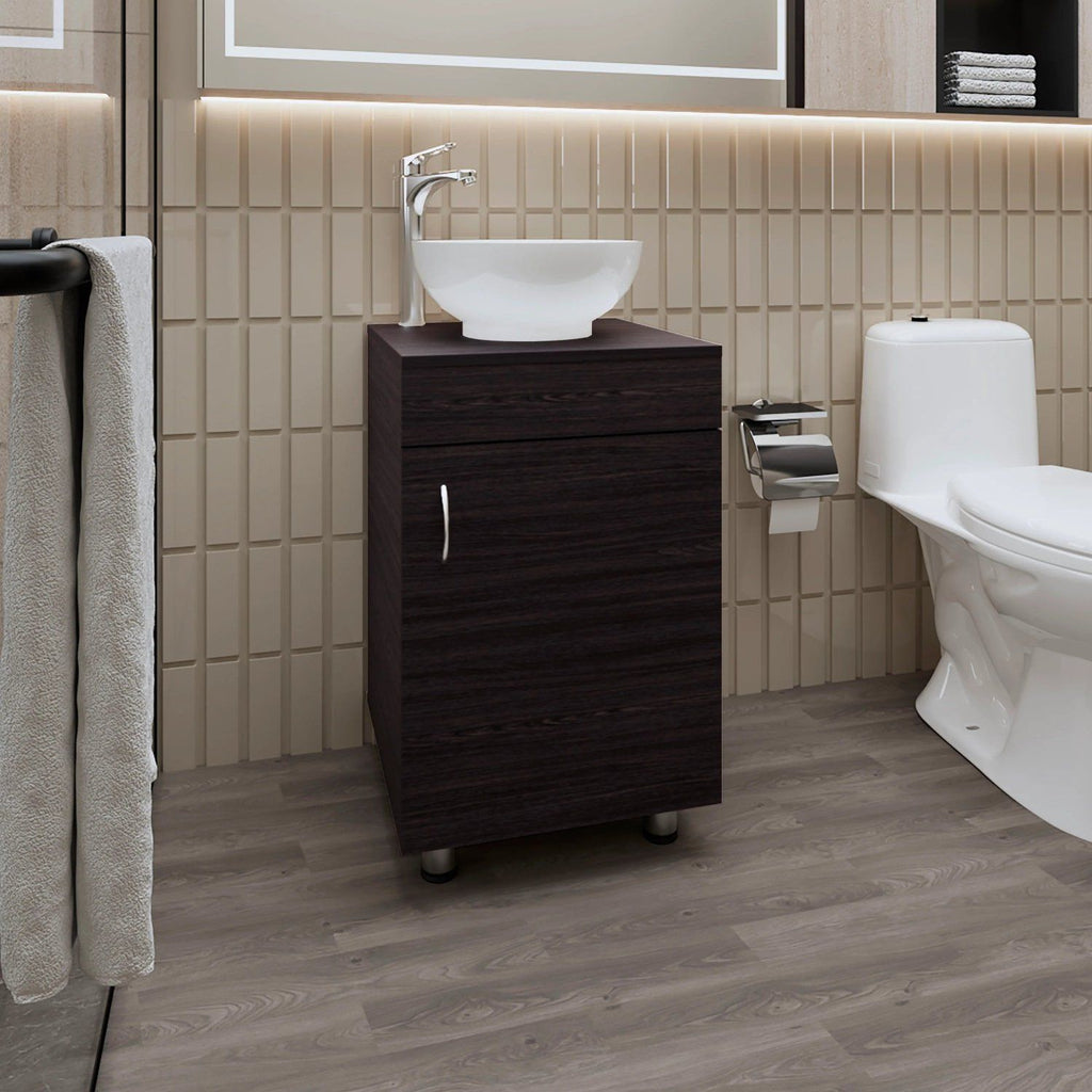 Wengue Bathroom Vanity with Integrated Sink and Faucet