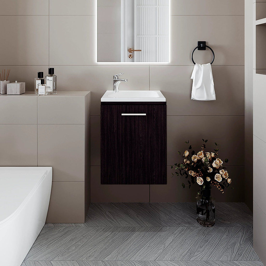 Wengue Bathroom Vanity with Integrated Sink and Faucet