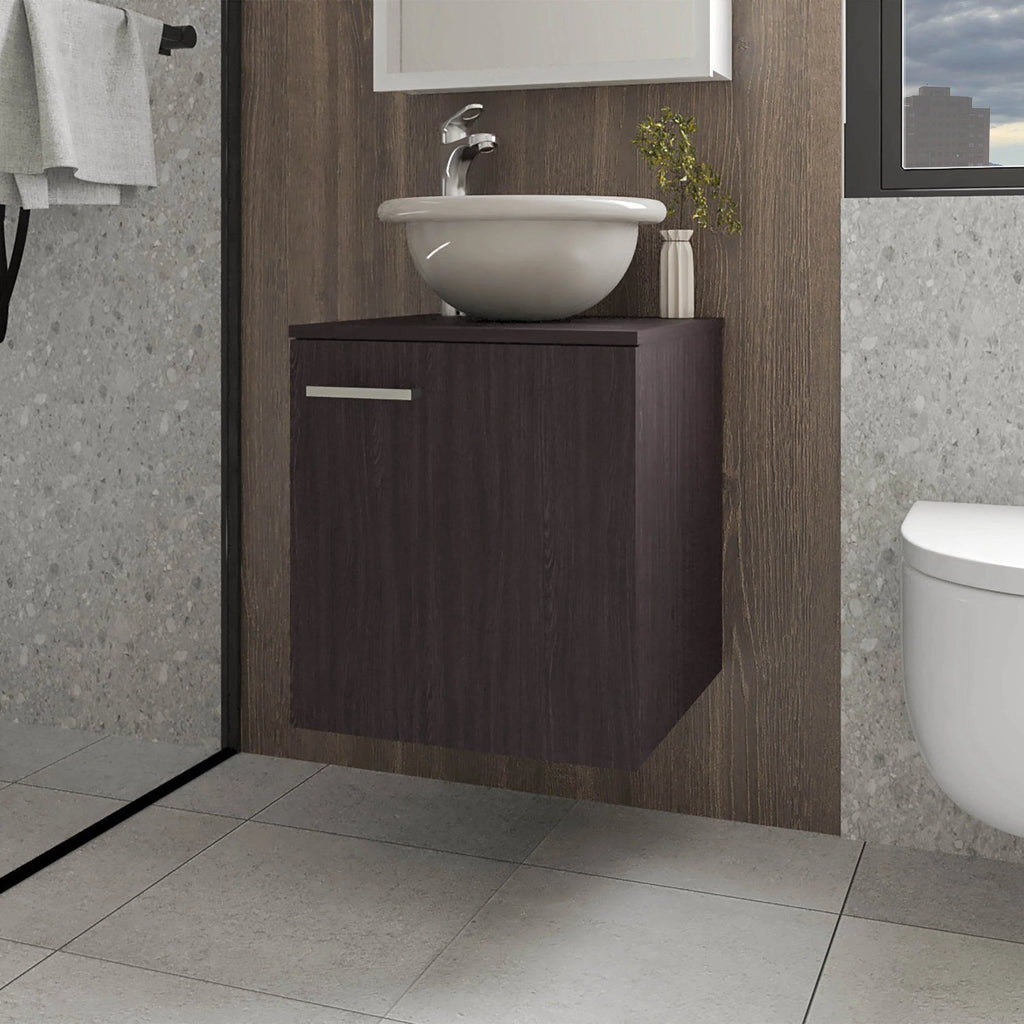 Wengue Bathroom Vanity with Integrated Sink and Faucet