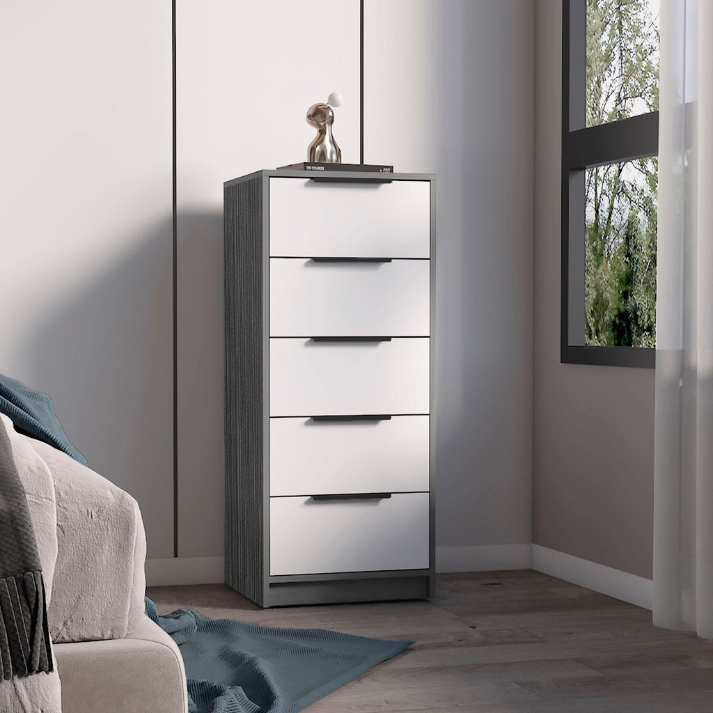 White 5-Drawer Rectangle Dresser