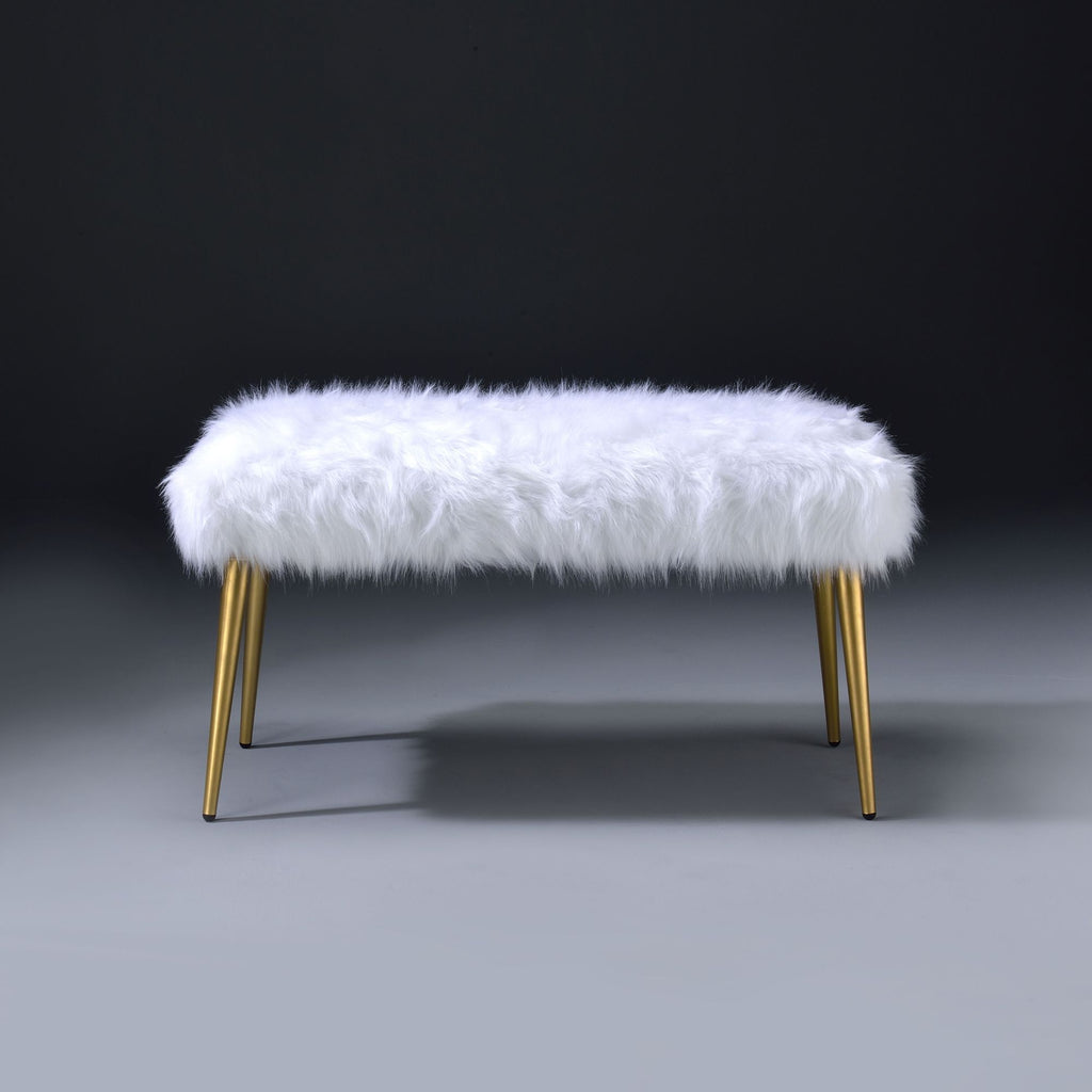 White and Gold Bench with Straight Legs