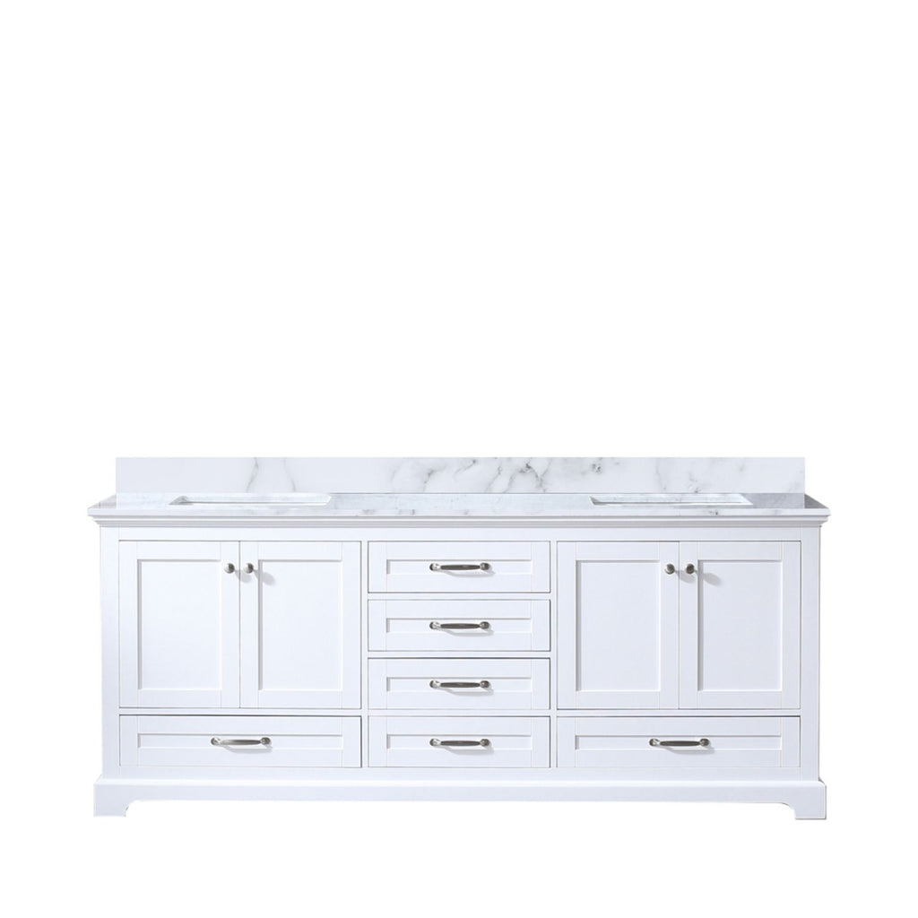 White Double Bath Vanity 80 in. W x 22 in. D, with Carrara Marble Top