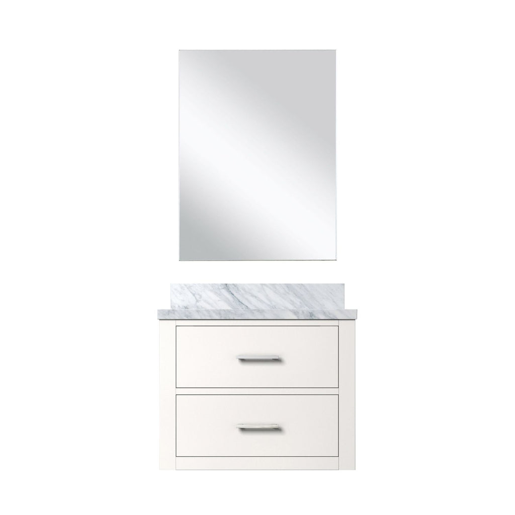 White Single Bath Vanity 24 in. W x 18 in. D, Acrylic Countertop and 18 in. Mirror