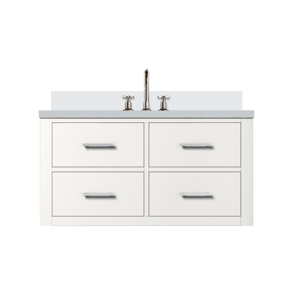 White Single Bath Vanity 36 in. W x 22 in. D, Cultured Marble Top, and Faucet Set