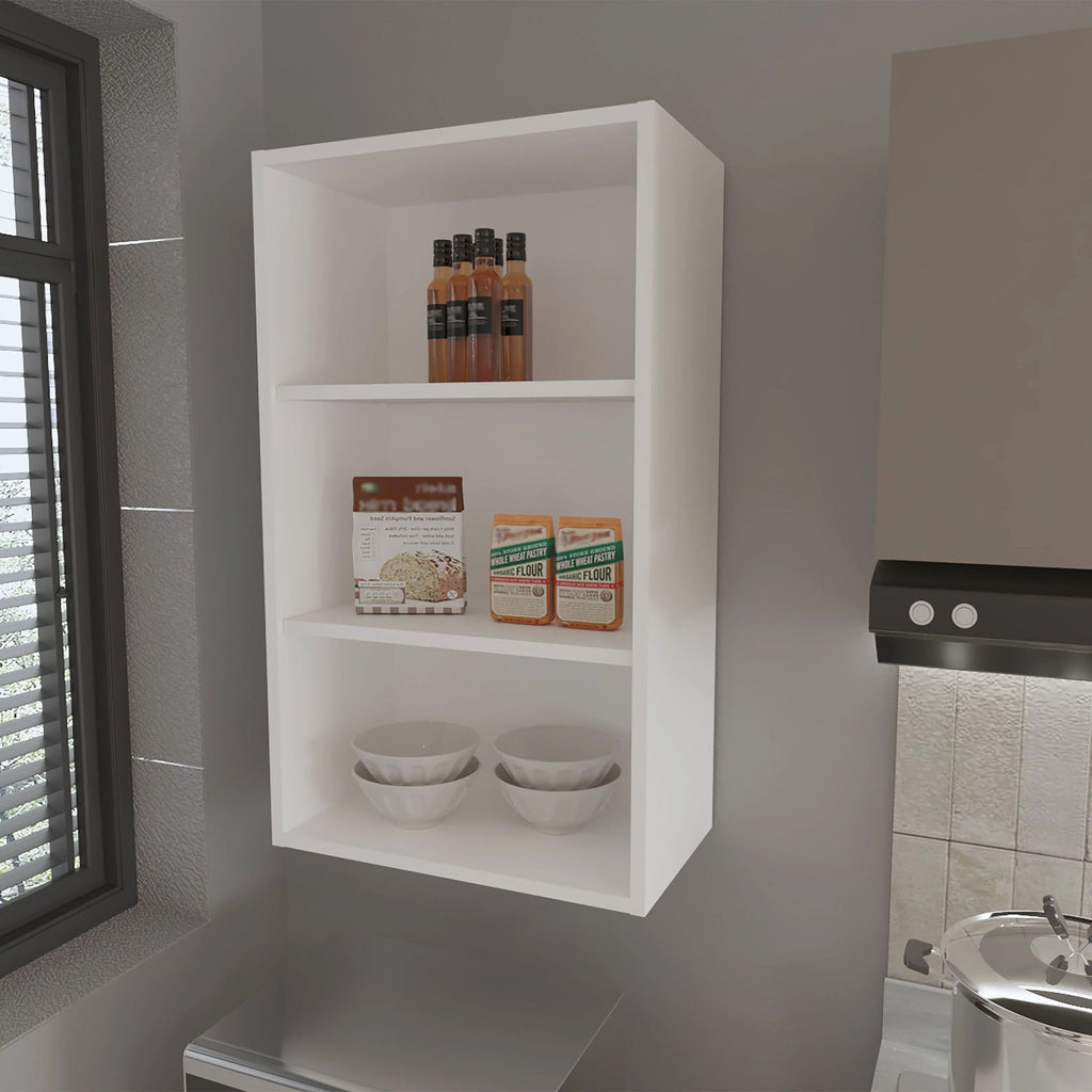 White Wall Cabinet with Open Storage