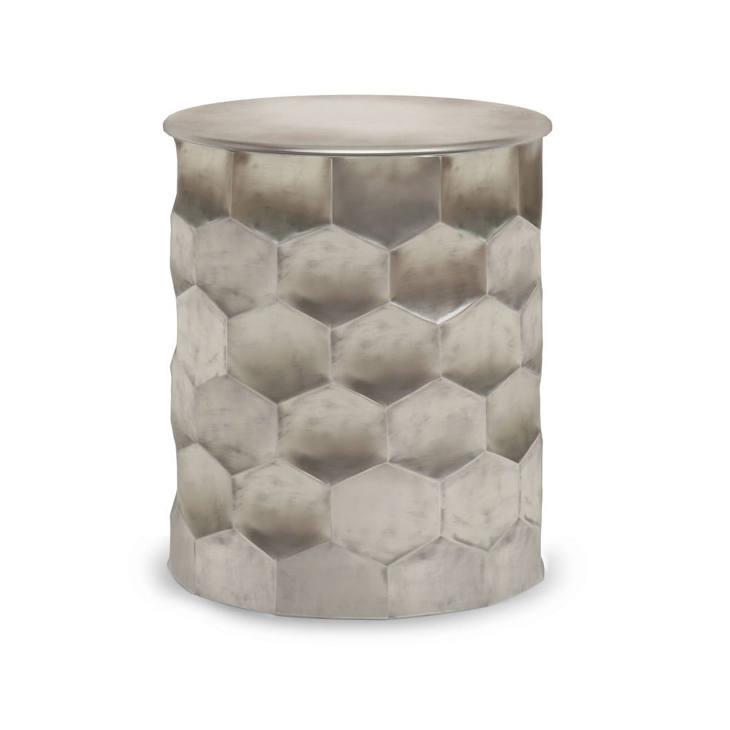 Whitney 17 inch Wide Metal Storage Side Table in Antique Silver