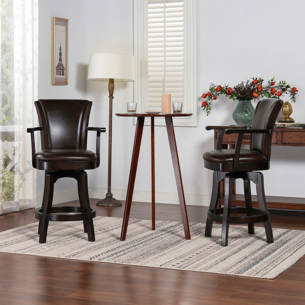 Williams 27in Swivel Counter Height Bar Stool, Vintage Brown Faux Leather