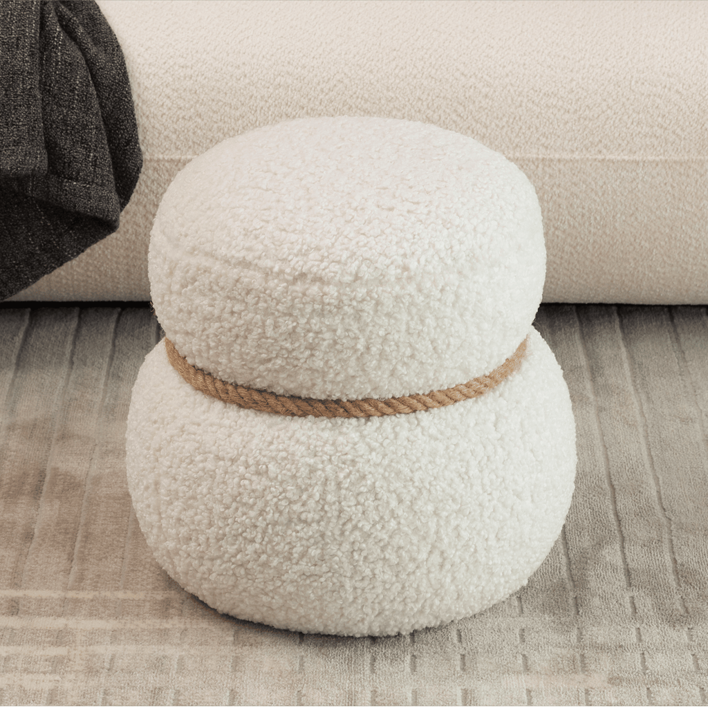 WKJ1Y White snowman stool, Greig plush cushion, playful and cute, suitable for any spacehite
