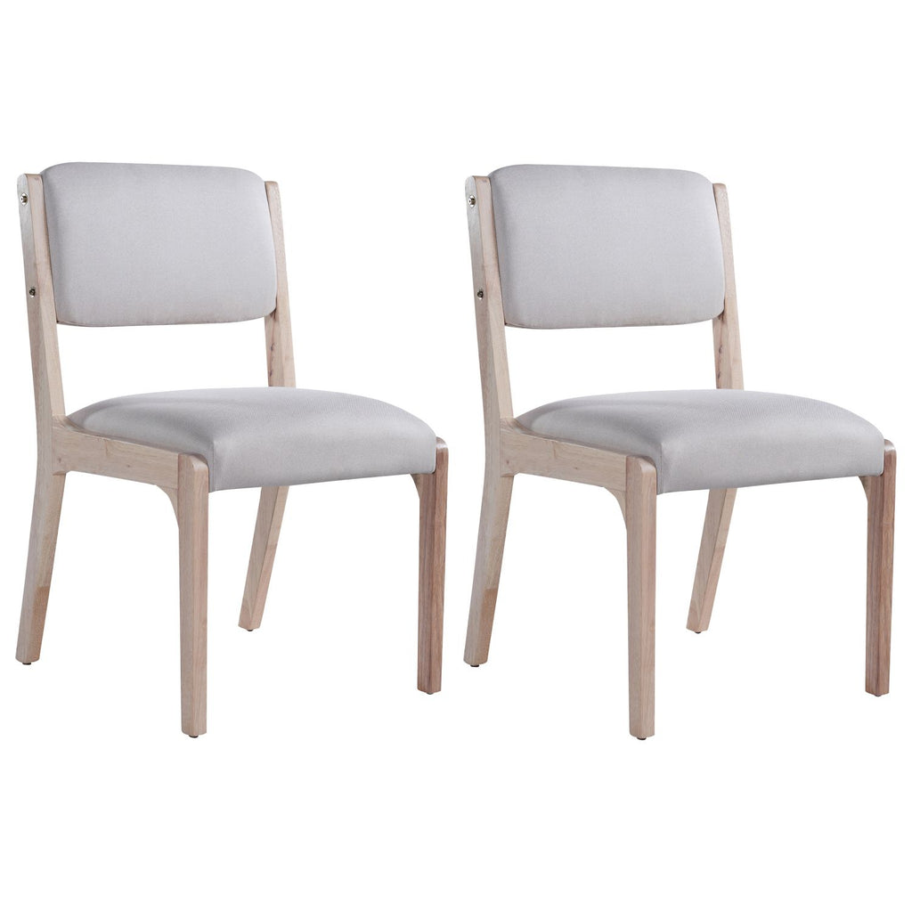 Wood Dining Chairs Set of 2, Modern Farmhouse Accent Chairs with Solid Wood Legs and Padded Seat, Modern Linen Kitchen & Dining Chairs Side Chairs for Dining Room, Beige