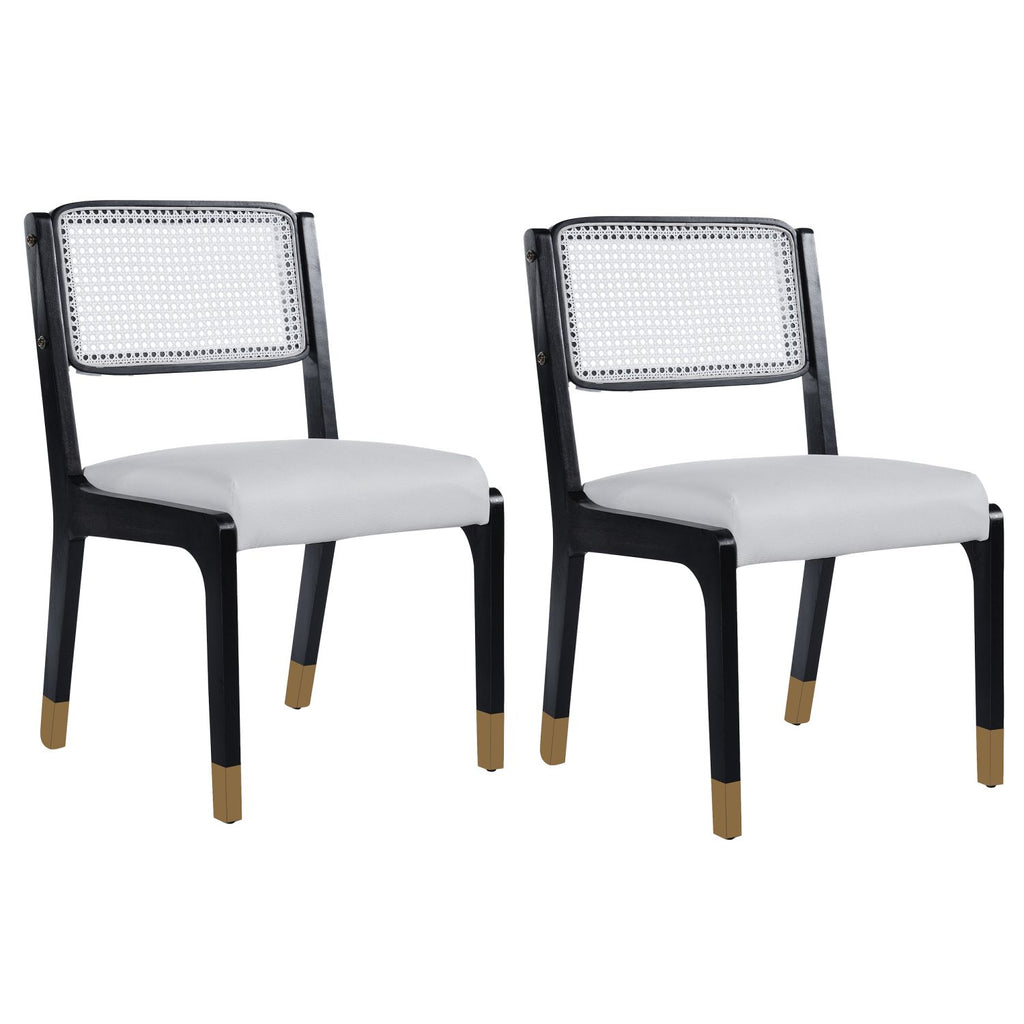 Wood Dining Chairs Set of 2, Modern Farmhouse Accent Chairs with Solid Wood Legs and Padded Seat, Modern PU Leather Kitchen & Dining Chairs Side Chairs for Dining Room, Black