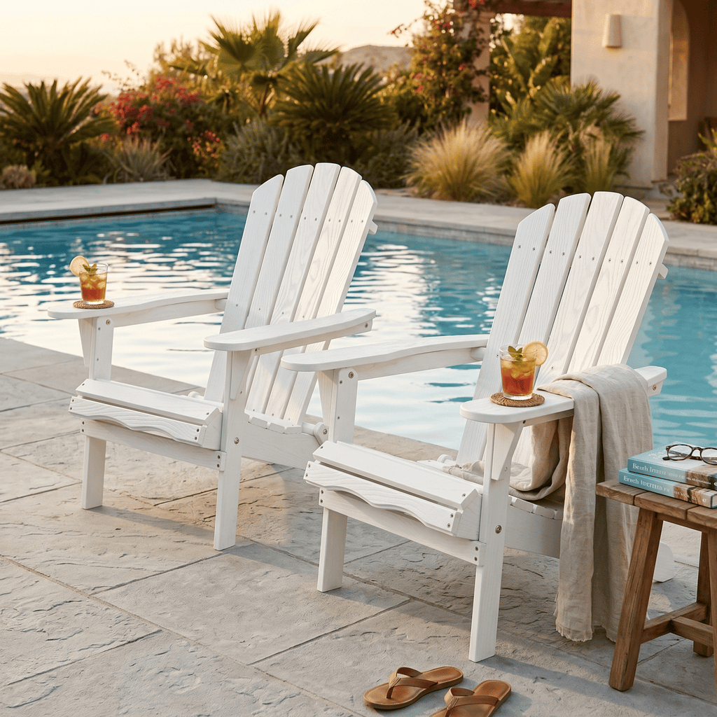 Wood Lounge Patio Chair for Garden Outdoor Wooden Folding Embossed Adirondack Chair Solid Wood Lounge Patio Chair with Wood Grain