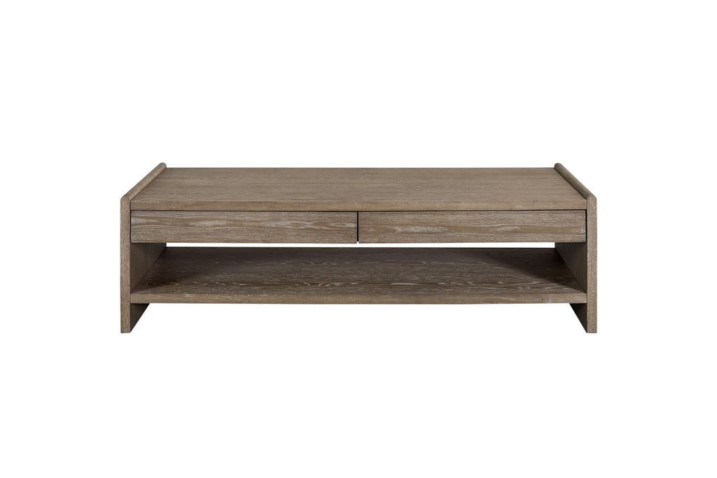 Wood Top 2 Drawer Cocktail Table - Cocoa