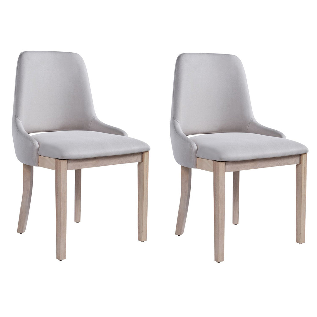 Wooden Dining Chairs Set of 2, Linen Upholstered Accent Kitchen Chair Dining Room Chairs, Farmhouse Style Dining Chair for Living Room/Dining Room, Beige