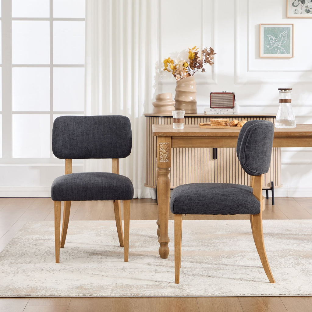 Wooden Dining Chairs Set of 2, Modern Fabric Upholstered Dining Room Chair Kitchen Chairs, Farmhouse Dinner Chair for Kitchen Dining Room