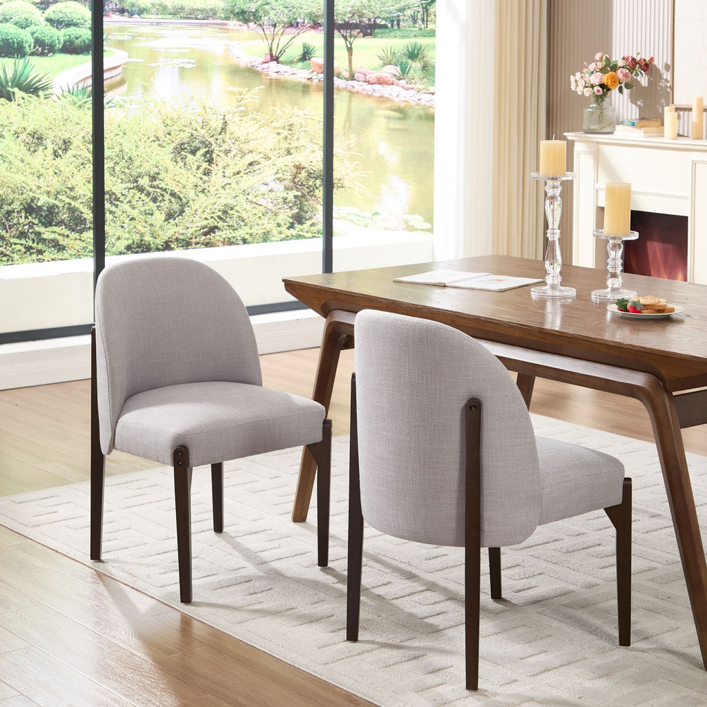 Wooden Dining Chairs Set of 2, Modern Fabric Upholstered Dining Room Chair Kitchen Chairs, Farmhouse Dinner Chair for Kitchen Dining Room