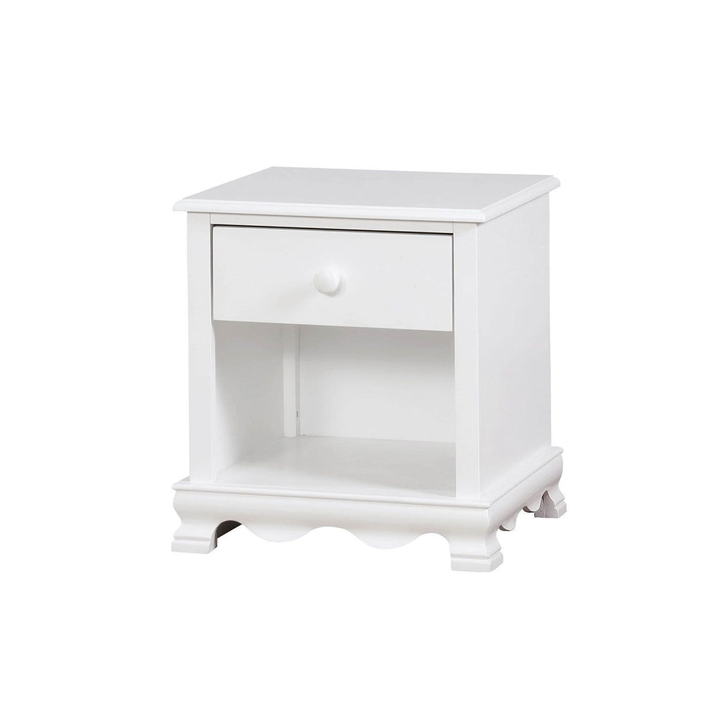 Wooden Nightstand with Bottom Shelf, White