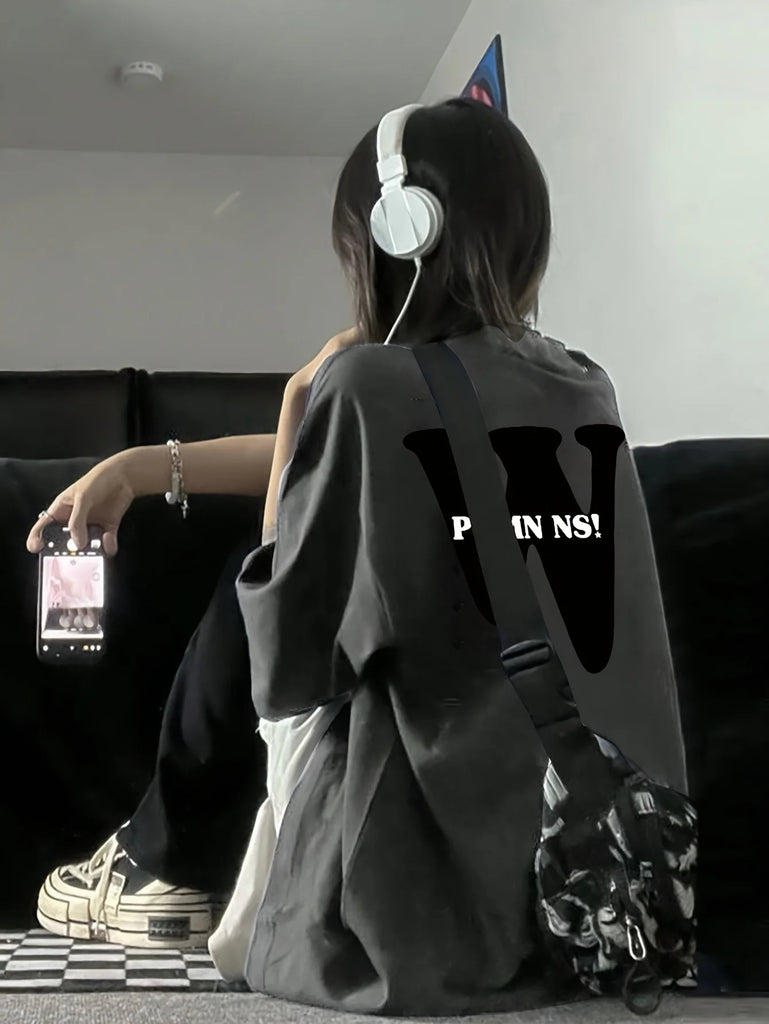 Stylish Korean Women’s Cotton T-Shirt with Letter W Print Summer O-Neck Loose Fit Casual Tee in Multiple Colors